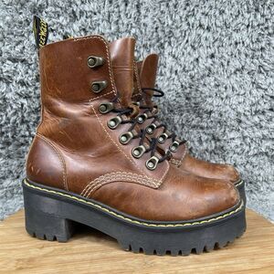 Dr. Martens Leona Orleans Leather Heeled Combat Ankle Boots Women's 6